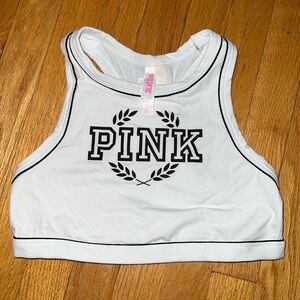 VS PINK White High Cut Unlined Sports Bra Top M